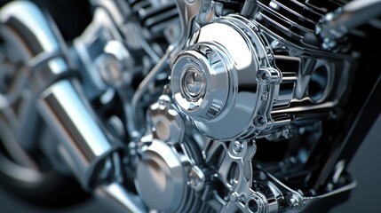 Obraz premium Detailed close-up view of a motorcycle engine