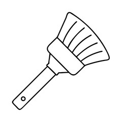 paintbrush with fan bristles icon, paintbrush with fan bristles line art - simple line art of paintbrush with fan bristles, perfect for paintbrush with fan bristles logos and icons