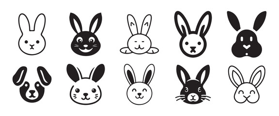 Bunny head silhouette. Panda face icon. Vector illustration eps 10
