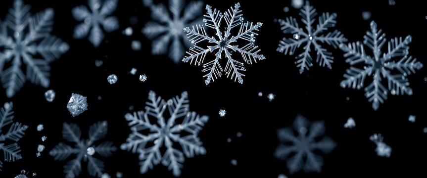 group of snowflakes floating in the air