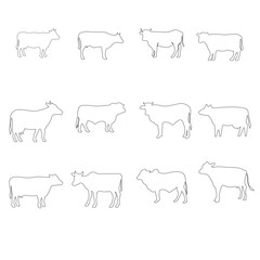 set of vector cows