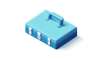 Light blue toolbox, isometric view