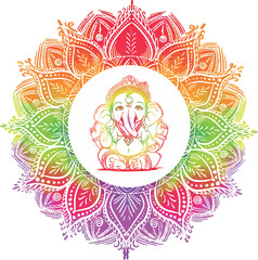 Lord Ganesha Lineart Mandala png illustration multicolour god