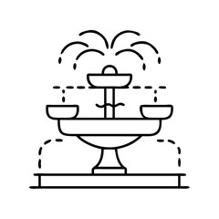 park fountain icon, park fountain line art - simple line art of park fountain, perfect for park fountain logos and icons