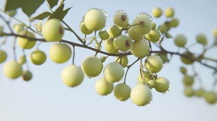 Pale yellow berries on branch