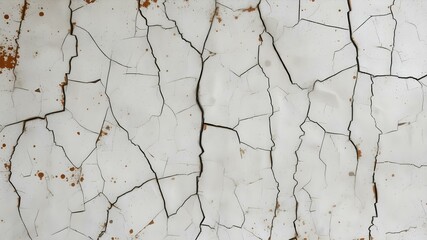 Fototapeta premium Weathered Surface: A close-up view reveals an aged and distressed surface, where cracks spiderweb across its texture and form, hinting at a history of time.
