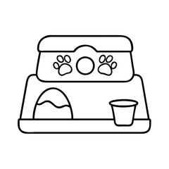 pet feeding station icon, pet feeding station line art - simple line art of pet feeding station, perfect for pet feeding station logos and icons