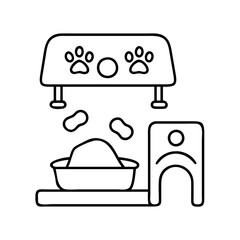 pet feeding station icon, pet feeding station line art - simple line art of pet feeding station, perfect for pet feeding station logos and icons