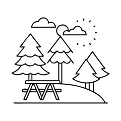picnic area icon, picnic area line art - simple line art of picnic area, perfect for picnic area logos and icons