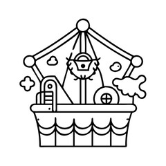 pirate themed ride icon, pirate themed ride line art - simple line art of pirate themed ride, perfect for pirate themed ride logos and icons