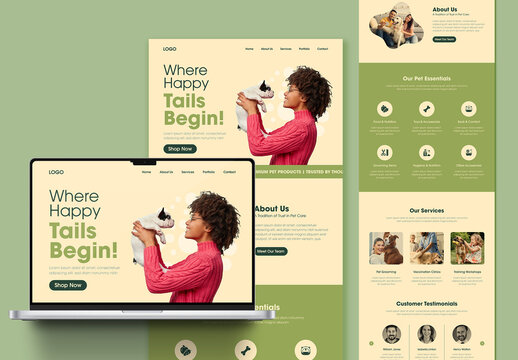Creative Pet Care Landing Page Design Template