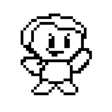 recommend clip art: pixelated character sprite icon, pixelated character sprite line art - simple line art of pixelated character sprite, perfect for pixelated character sprite logos and icons