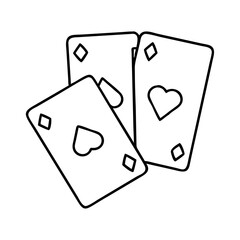 playing cards icon, playing cards line art - simple line art of playing cards, perfect for playing cards logos and icons