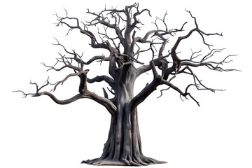 old dead spooky tree isolated on white background PNG