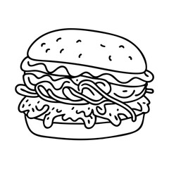 pulled pork sandwich icon, pulled pork sandwich line art - simple line art of pulled pork sandwich, perfect for pulled pork sandwich logos and icons