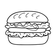 pulled pork sandwich icon, pulled pork sandwich line art - simple line art of pulled pork sandwich, perfect for pulled pork sandwich logos and icons