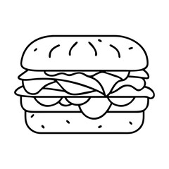 pulled pork sandwich icon, pulled pork sandwich line art - simple line art of pulled pork sandwich, perfect for pulled pork sandwich logos and icons