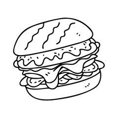pulled pork sandwich icon, pulled pork sandwich line art - simple line art of pulled pork sandwich, perfect for pulled pork sandwich logos and icons