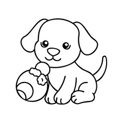 puppy with a toy icon, puppy with a toy line art - simple line art of puppy with a toy, perfect for puppy with a toy logos and icons