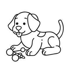 puppy with a toy icon, puppy with a toy line art - simple line art of puppy with a toy, perfect for puppy with a toy logos and icons