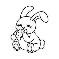 rabbit chewing toy icon, rabbit chewing toy line art - simple line art of rabbit chewing toy, perfect for rabbit chewing toy logos and icons