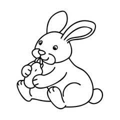 rabbit chewing toy icon, rabbit chewing toy line art - simple line art of rabbit chewing toy, perfect for rabbit chewing toy logos and icons