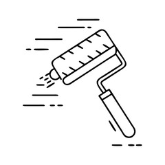 roller brush in motion icon, roller brush in motion line art - simple line art of roller brush in motion, perfect for roller brush in motion logos and icons