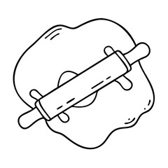 rolling out dough icon, rolling out dough line art - simple line art of rolling out dough, perfect for rolling out dough logos and icons