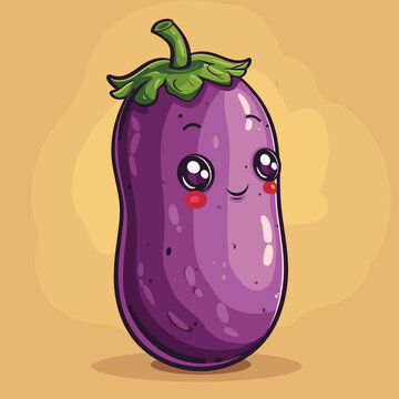 recommend clip art: Eggplant cartoon character. Cute vegetable. Vector illustration