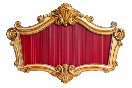 a circus rectangular sign red and gold, blank sign. isolated on white transparent background - Powered by Adobe