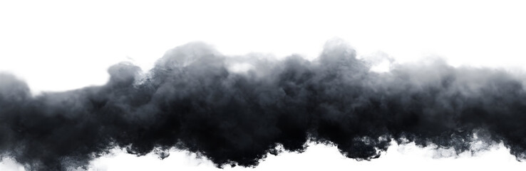 Fototapeta premium Black clouds. Clouds with transparent background of black color. Overlay, realistic smoke fog overlay. Backgrounds with cloud textures with transparencies