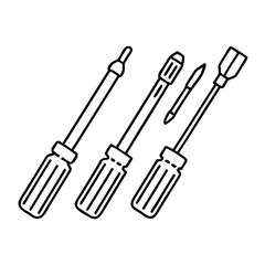screwdriver set icon, screwdriver set line art - simple line art of screwdriver set, perfect for screwdriver set logos and icons