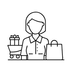 Obraz premium shopping assistant icon, shopping assistant line art - simple line art of shopping assistant, perfect for shopping assistant logos and icons