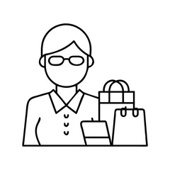shopping assistant icon, shopping assistant line art - simple line art of shopping assistant, perfect for shopping assistant logos and icons