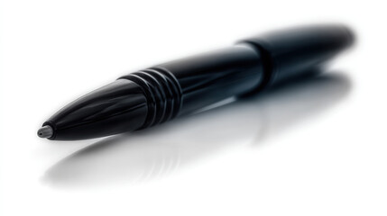 A silver fountain pen, an isolated writing tool for business and office signatures, rests on white paper