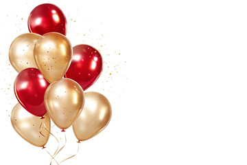 red gold festive balloons isolated on white background PNG