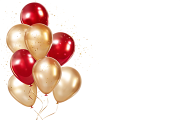 red gold festive balloons isolated on white background PNG