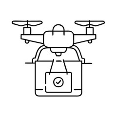 shopping delivery drone icon, shopping delivery drone line art - simple line art of shopping delivery drone, perfect for shopping delivery drone logos and icons