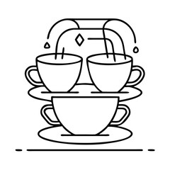spinning teacups ride icon, spinning teacups ride line art - simple line art of spinning teacups ride, perfect for spinning teacups ride logos and icons