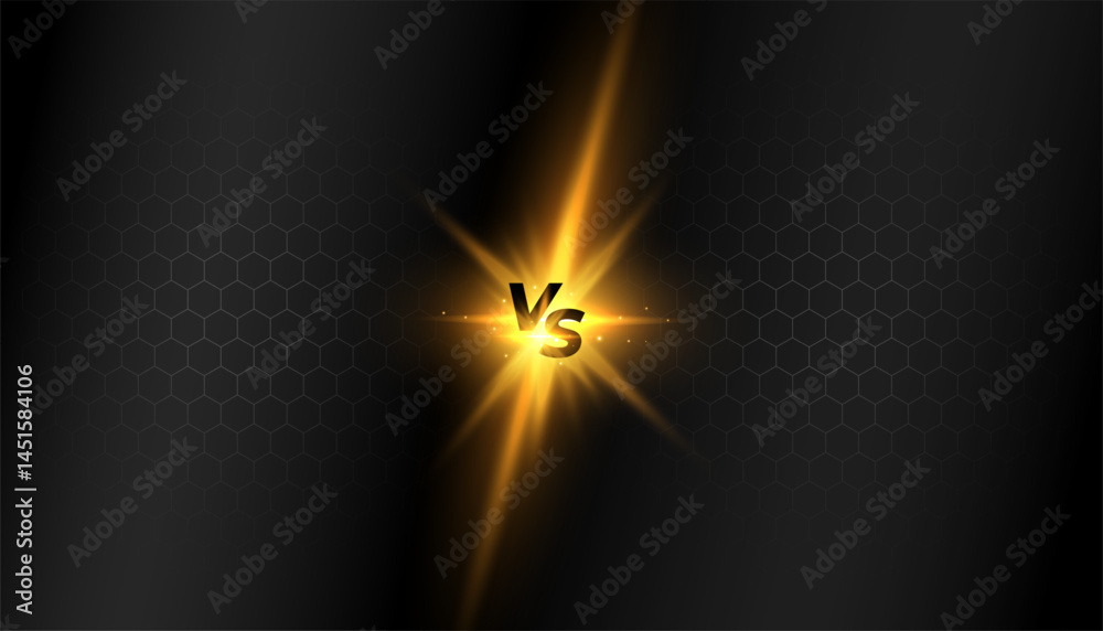 Wall mural versus vs honeycomb pattern dark background with shiny light effect