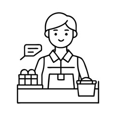 store clerk icon, store clerk line art - simple line art of store clerk, perfect for store clerk logos and icons