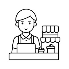 store clerk icon, store clerk line art - simple line art of store clerk, perfect for store clerk logos and icons