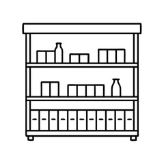 store shelves icon, store shelves line art - simple line art of store shelves, perfect for store shelves logos and icons