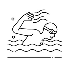 swimmer taking a breath icon, swimmer taking a breath line art - simple line art of swimmer taking a breath, perfect for swimmer taking a breath logos and icons