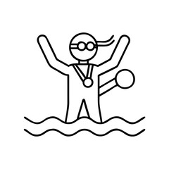 swimmer with a medal icon, swimmer with a medal line art - simple line art of swimmer with a medal, perfect for swimmer with a medal logos and icons
