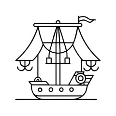 swinging pirate ship icon, swinging pirate ship line art - simple line art of swinging pirate ship, perfect for swinging pirate ship logos and icons
