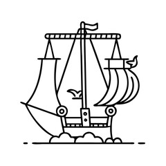 swinging pirate ship icon, swinging pirate ship line art - simple line art of swinging pirate ship, perfect for swinging pirate ship logos and icons