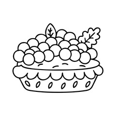 tart with berries icon, tart with berries line art - simple line art of tart with berries, perfect for tart with berries logos and icons