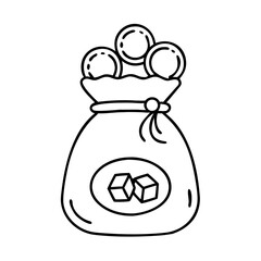 token bag draw icon, token bag draw line art - simple line art of token bag draw, perfect for token bag draw logos and icons