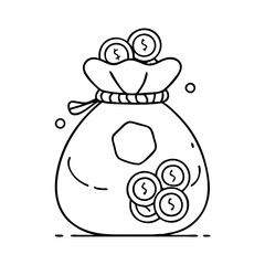 token bag draw icon, token bag draw line art - simple line art of token bag draw, perfect for token bag draw logos and icons